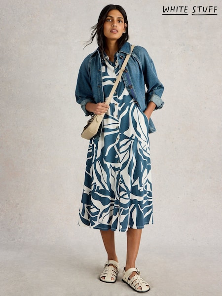 White Stuff Blue Rua Jersey Shirt Dress (AY9100) | ₪373