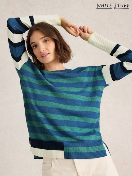 White Stuff Blue Olive Stripe Jumper (AY9119) | kr867