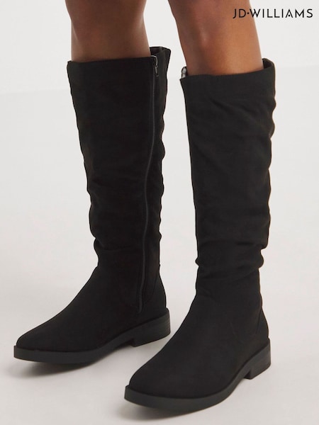 JD Williams Black Standard Fit Microsuede Ruched Boots (AY9137) | €69