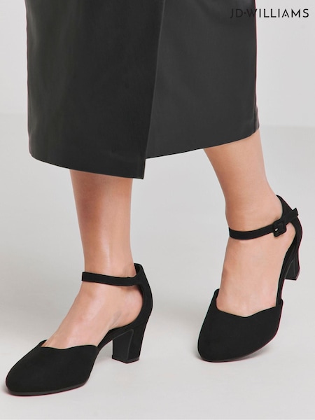 črna - JD Williams Wide Fit Two Part Heeled Shoes With Ankle Strap (AY9139) | € 50