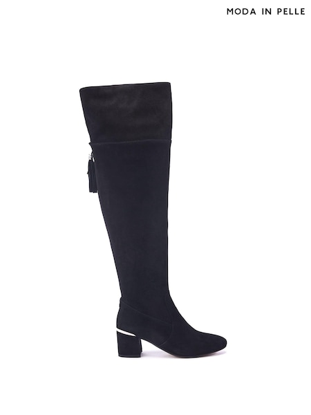 Moda in Pelle Retta Over The Knee Black Boots With Tassle Detail (AY9180) | ₪1,001