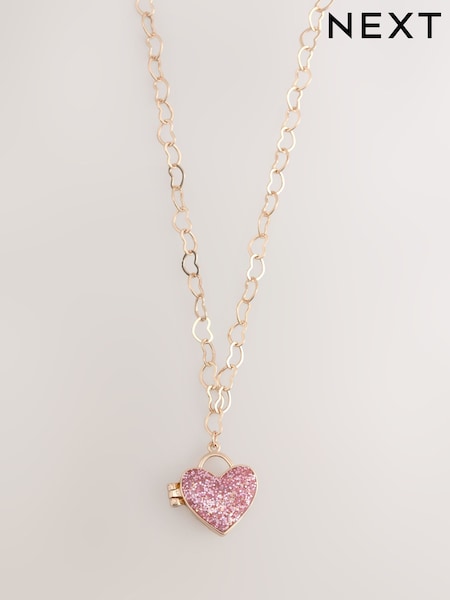 Gold Tone Heart Locket Necklace (AY9185) | R$ 80