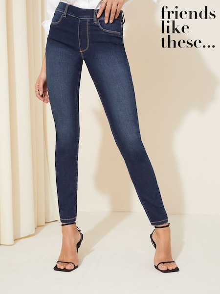 Friends Like These Dark Blue Elasticated Waist Denim Jeggings (AY9237) | R$ 235