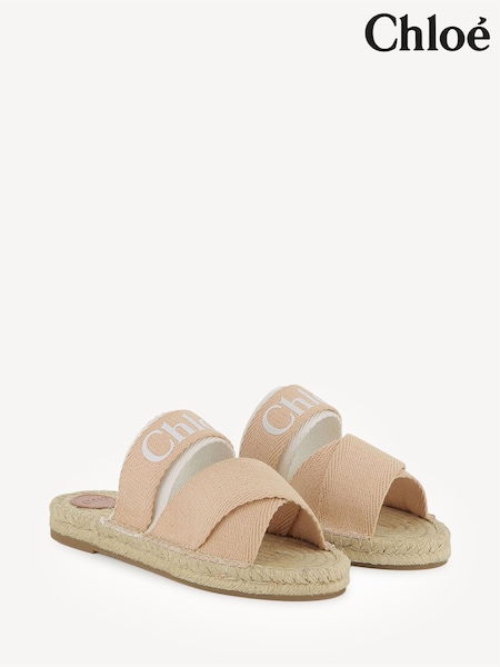 لون طبيعي - Chloé Logo Slip On Sandals (AY9317) | ‏873 د.إ.‏