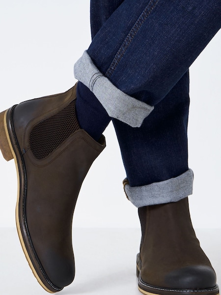 Crew Clothing Brown Parker Leather Chelsea Brown Boots (AY9465) | R$ 1,185