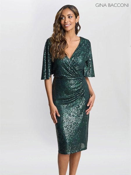 Gina Bacconi Jen Sequin Wrap-Look Dress (AY9474) | €221