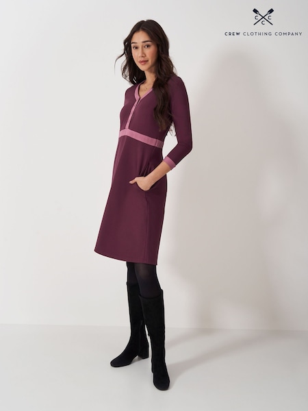 Crew Clothing Company Pink V-Neck Ponte Dress (AY9476) | 559 LEI