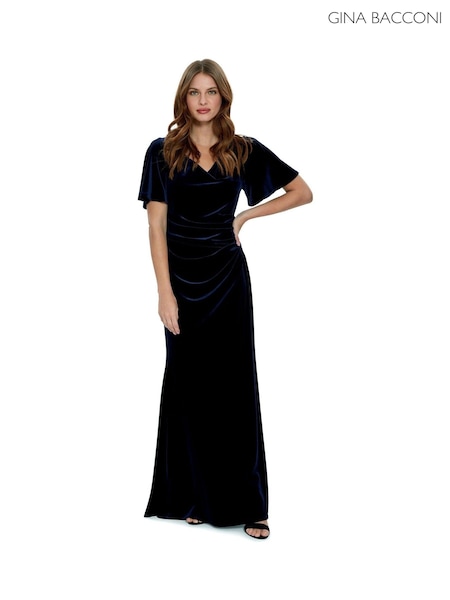 Gina Bacconi Blue Minka Velvet Maxi Dress With Cowl Neck (AY9481) | 354 €