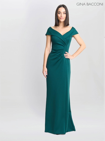 Gina Bacconi Green Carolyn Off The Shoulder Maxi Dress (AY9483) | €371