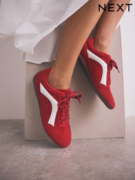 Rot - Forever Comfort® Leather Slimsole Lace-Up Trainers (AY9499) | 61 €