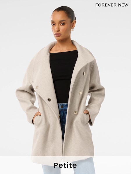 Forever New Cream Lola Petite Wrap Coat (AY9533) | €172