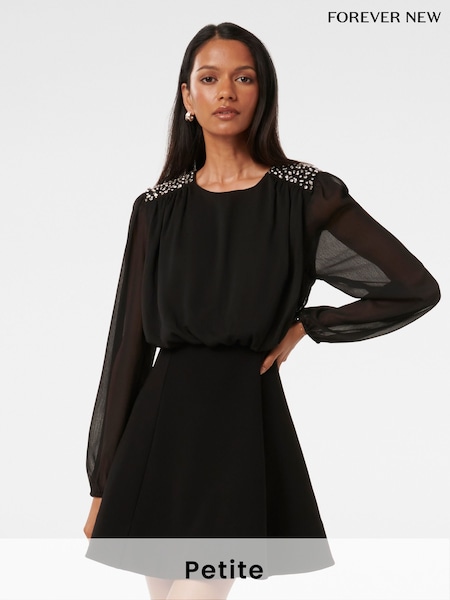 Forever New Petite Nyla Diamante Trim Mini Dress (AY9544) | €58