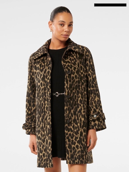 Forever New Brown Slater Leopard Print Coat (AY9549) | €154
