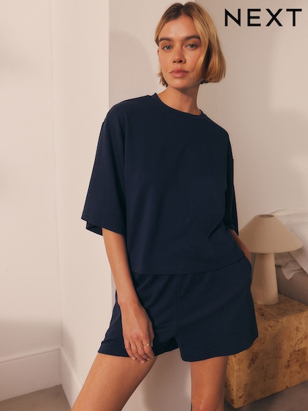 Azul - Textured Short Pyjamas Set (AY9571) | R$ 245