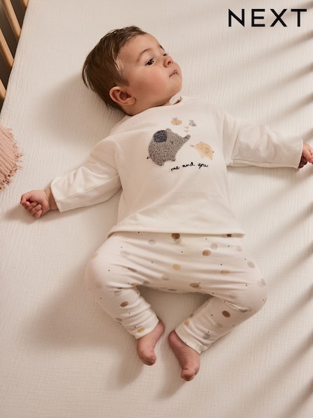 White Delicate Safari - Top and Leggings Baby Set (0mths-2yrs) (AY9639) | 15 € - 18 €