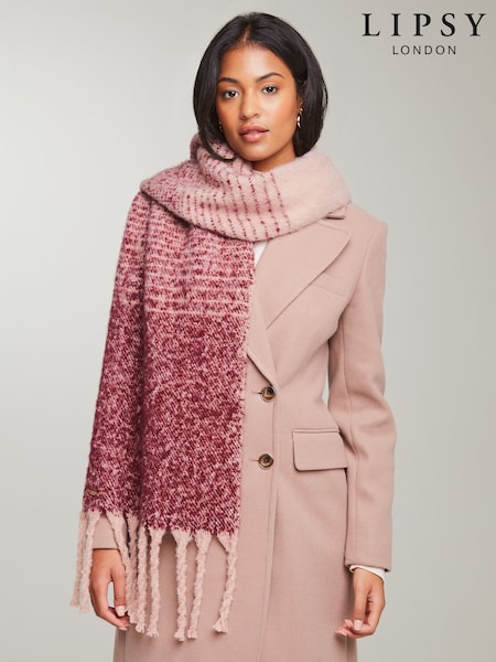 Roșu Ombre - Lipsy Larg Foarte moale Brushed Eșarfă (AY9679) | 104 LEI