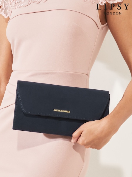 Lipsy Blue Envelope Clutch Occasion Bag (AY9681) | $43