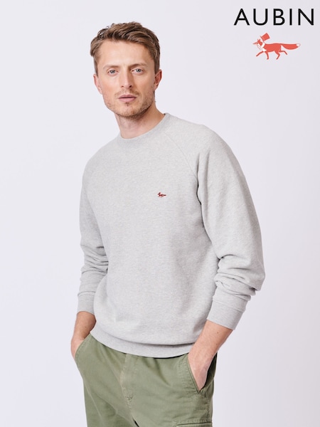 Aubin Grey Ash Crew Neck 100% Cotton Sweat Top (AY9702) | €112