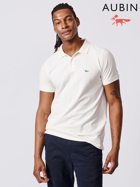 Aubin Marcel Pique 100% Cotton White Polo Shirt (AY9706) | €73