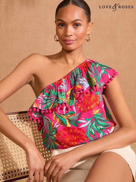 Love & Roses One Shoulder Printed Top (AY9827) | 238 LEI