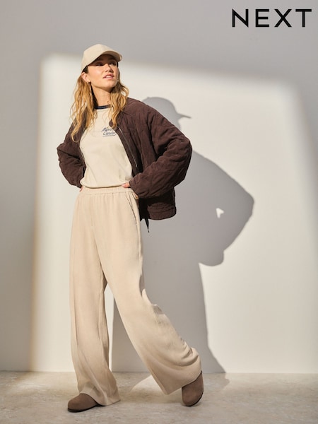 Ecru Wide Leg Soft Cord Trousers (AY9900) | €33