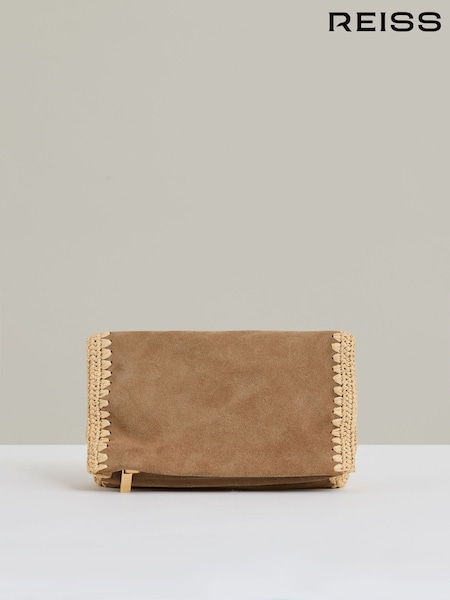 Reiss Emie Suede Woven-trim Clutch Bag (AY9916) | 231 €