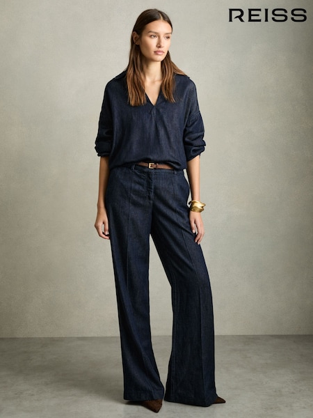 Reiss Dark Blue Reed Denim Look Overshirt (AY9929) | €242