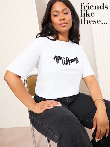 Friends Like These White Curve Short Sleeve Slogan Easy T-Shirt (AY9935) | €36.50