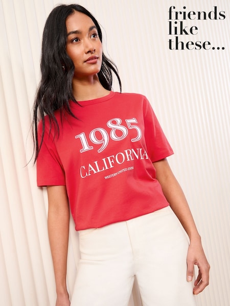 Friends Like These Red Crew Neck Slogan 100 Cotton Easy TShirt (AY9948) | €29