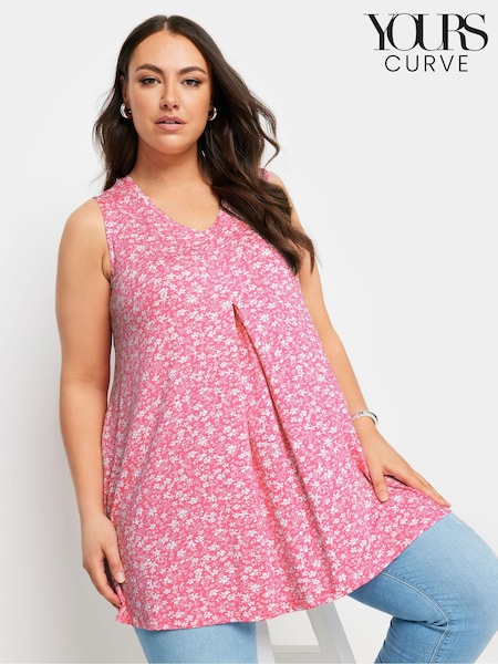 Roșu - Yours Curve Abstract Floral Imprimeu Swing Vest Top (B00084) | 179 LEI