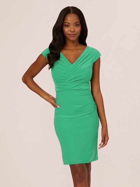 Adrianna Papell Green Pleated Layered Short Dress (B00193) | 569 LEI