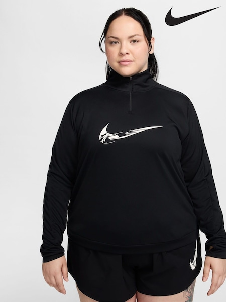 Musta - Nike Curve Swoosh Half Zip Pitkä hiha juoksupaita (B00203) | €44