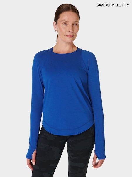 Albastru cu imprimeu fulger - Sweaty Betty Breathe Easy Sleeve Top (B00258) | 271 LEI