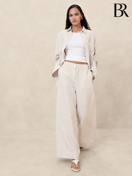 Banana Republic Beige Linen Pull On Trousers (B00471) | €48
