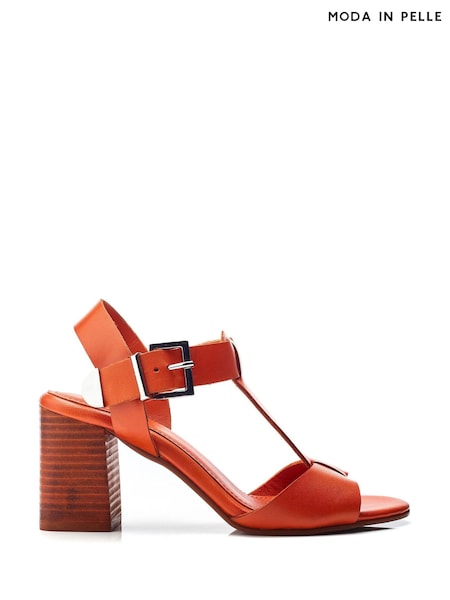 برتقالي - Moda in Pelle Molliey T Bar Stacked Block Sandals (B00492) | ‏460 د.إ.‏