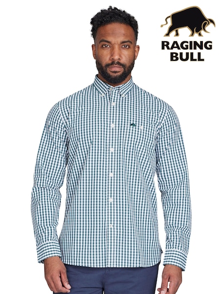 Raging Bull Green 100% Cotton Long Sleeve Classic Gingham Shirt (B00494) | 3 845 грн - 4 446 грн