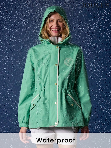 Зеленый - Joules Holt Waterproof Packable Raincoat with Hood (B00502) | €86
