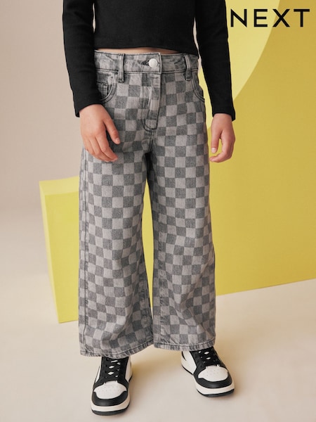 Graues Denim-Schachbrett - 100% Cotton Wide Leg Jeans (3-16yrs) (B00504) | 4 € - 5 €