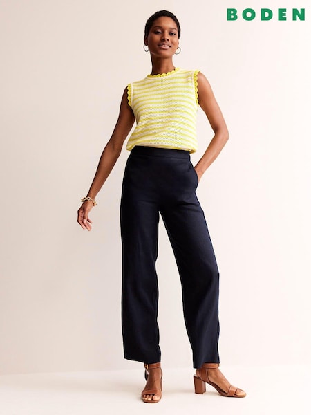 Boden Blue 100% Cotton Hampstead Linen Trousers (B00577) | €53
