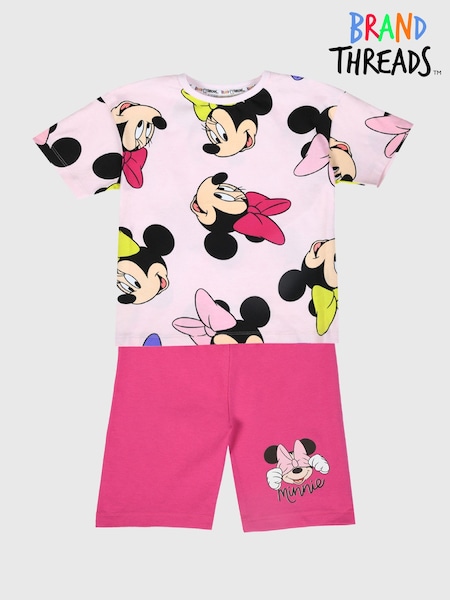 Brand Threads Pink 100% Cotton Disney Minnie Mouse BoysT-Shirt and Shorts Set (B00665) | €10