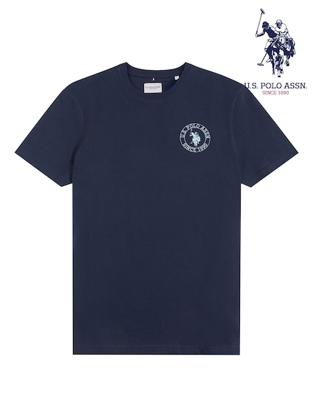 U.S. Polo Assn. Blue Classic Fit Mens Circle Print 100% Cotton T-Shirt (B00779) | AED175