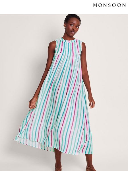 Monsoon Natural Sally Stripe Dress (B00917) | €53