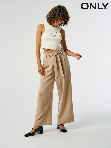ONLY Cream Wide Leg Tie Front Trousers (B00983) | €17.50
