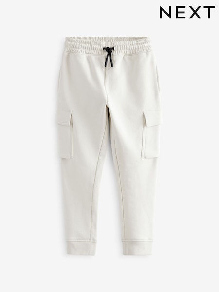 Ecru White Slim Fit Cargo Cotton-Rich Joggers (3-16yrs) (B00999) | €12 - €20