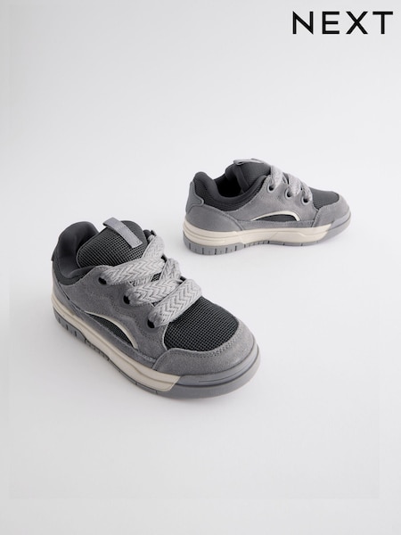 Grey Standard Fit (F) Chunky Lace Skate Trainers (B01036) | R$ 255 - R$ 325