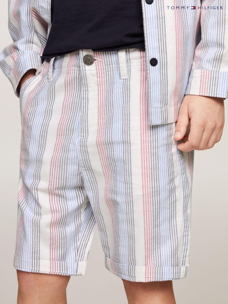 Tommy Hilfiger Cream Oxford Striped Shorts (B01042) | €30 - €36