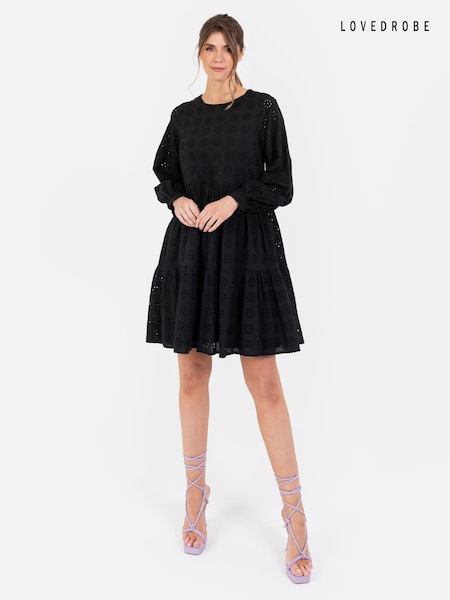 Long Sleeve Broderie Smock Dress (B01076) | €20