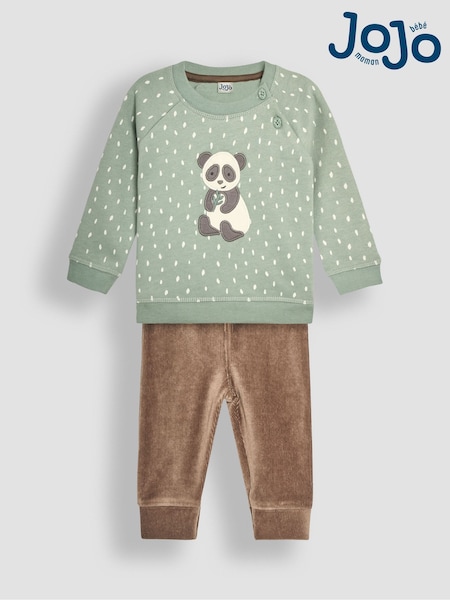 JoJo Maman Bébé Green Baby Panda Sweatshirt And Cosy Trousers Set (B01119) | 1,682 UAH