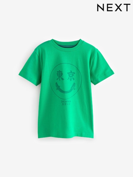Vihreä - Short Sleeves Graphic T-shirt (3-16yrs) (B01183) | €6 - €9