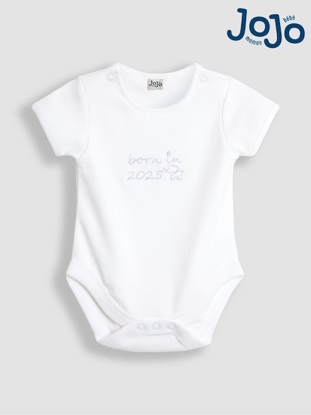 JoJo Maman Bébé White Born In 2025 Embroidered Body (B01204) | €19